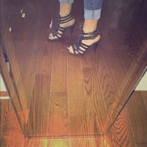 Nine West leather strapped heels