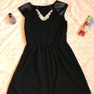 Black leather shoulder dress
