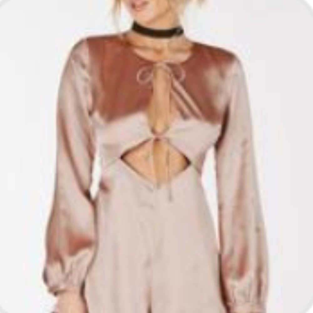 Gold nude long sleeve romper