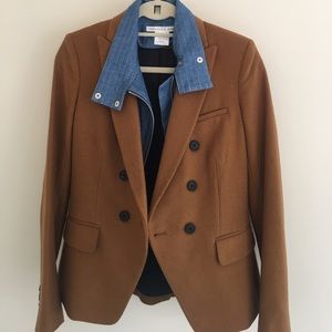 Veronica Beard Denim Dickey Wool Camel Blazer