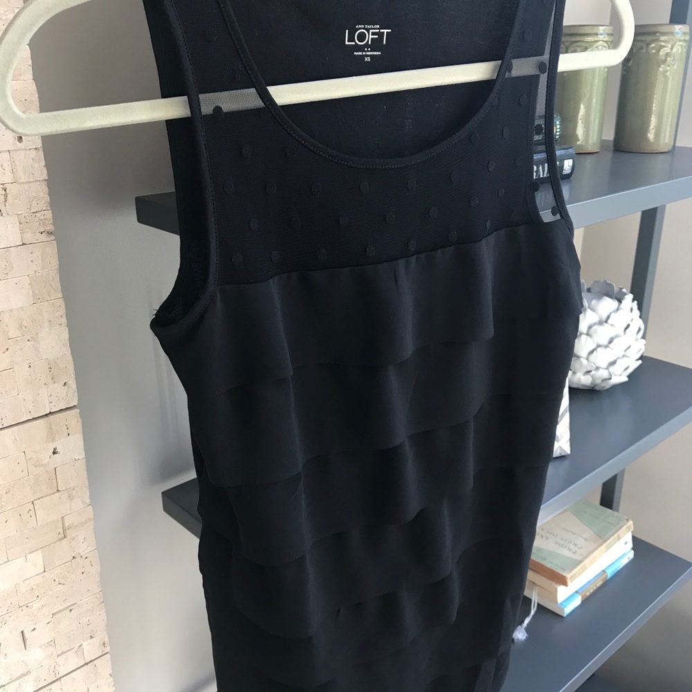 LOFT Sheer Polka Dot Sleeveless Top W/ Ruffles