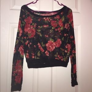 Rose mesh long sleeved shirt