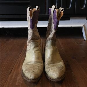 Cream and purple cowboy boots