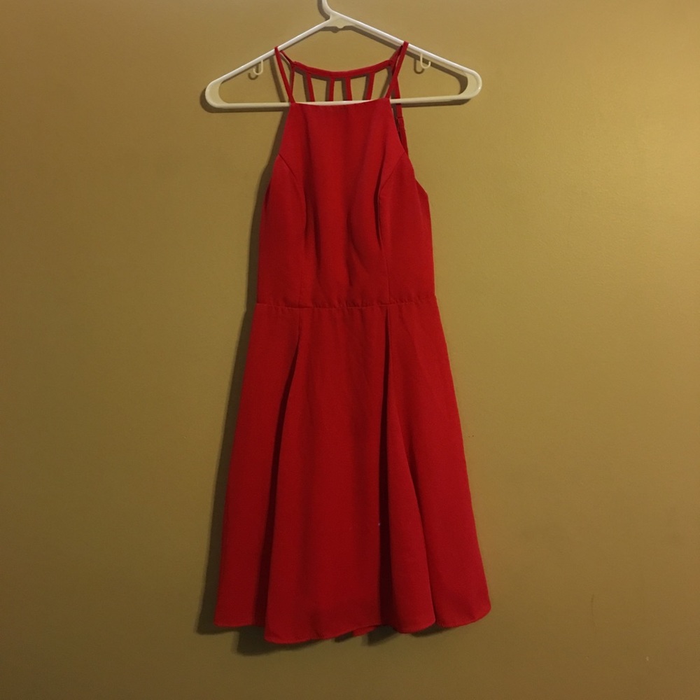 Red straps backed dress