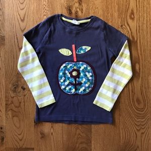 MiniBoden layered apple appliqué tee, size 7-8Y.
