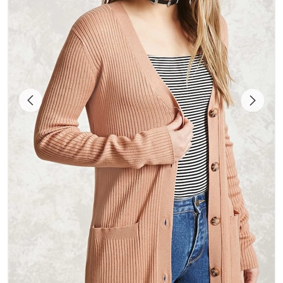 • Ribbed Button Front Cardigan - Picture 4 of 7