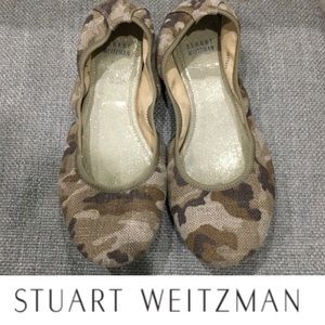 Stuart Weitzman Camo Print Fabric Ballet Flats 8.5