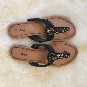 Black sequin flip flops