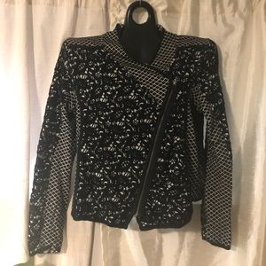 Moth black and white Moto style jacket