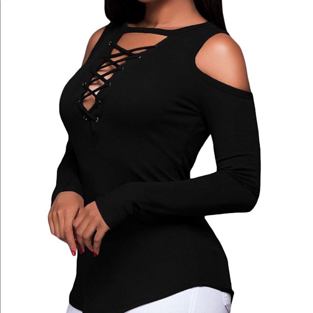 Cold Shoulder Long-sleeve Shirt