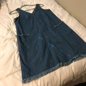 Denim dress with fringe details