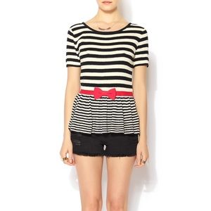 Dear Creatures Striped Knit Peplum Top