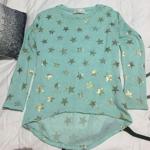 Baby Blue Knit Long Sleeve with Gold Star details