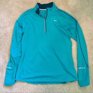 Nike Dri-Fit - Teal, Half Zip, XL