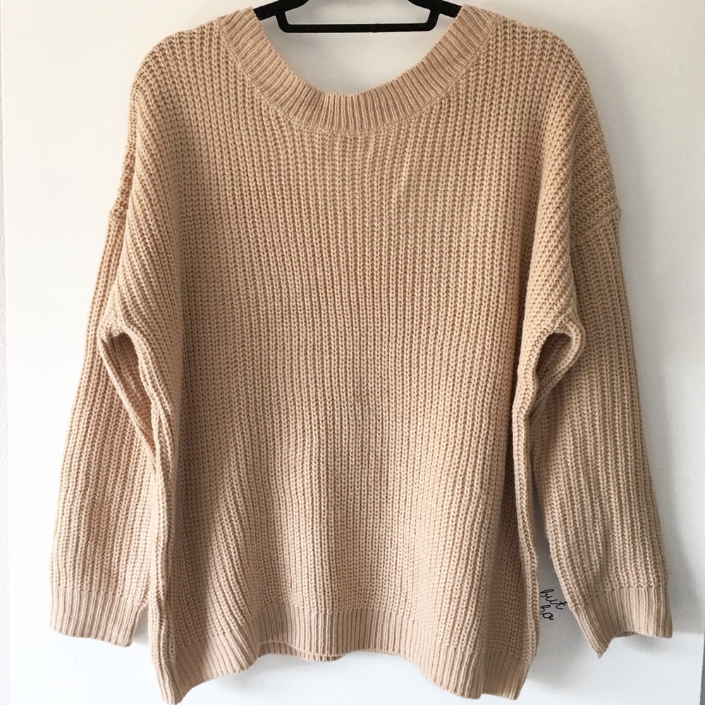 BNWT peach deep vneck sweater - Picture 3 of 3
