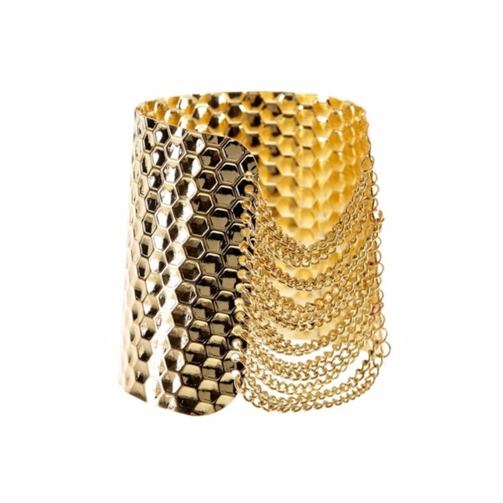 Gold Cuff with Chains (J10-13-1)