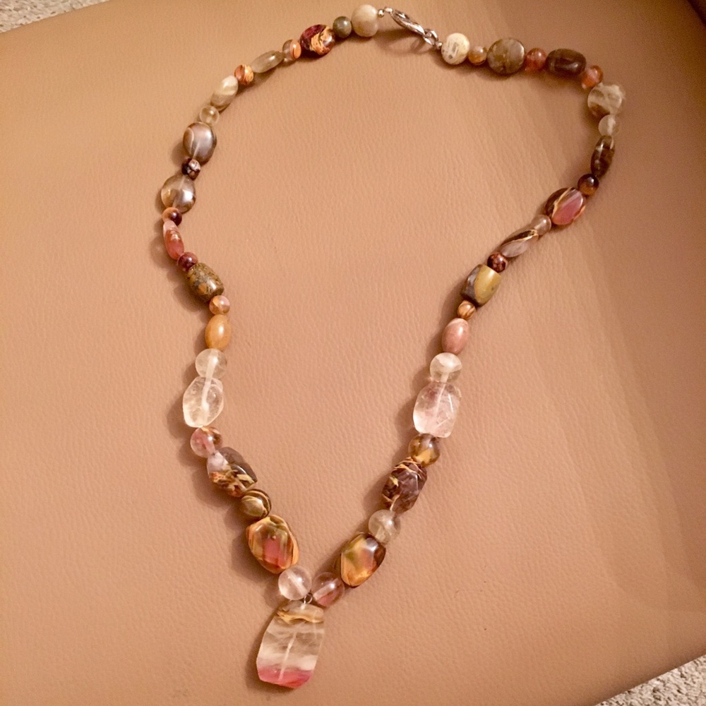 Glass and Stone Beaded Necklace