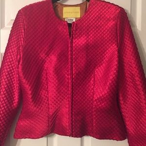 Flores & Flores Red Satin Zip- Front Jacket