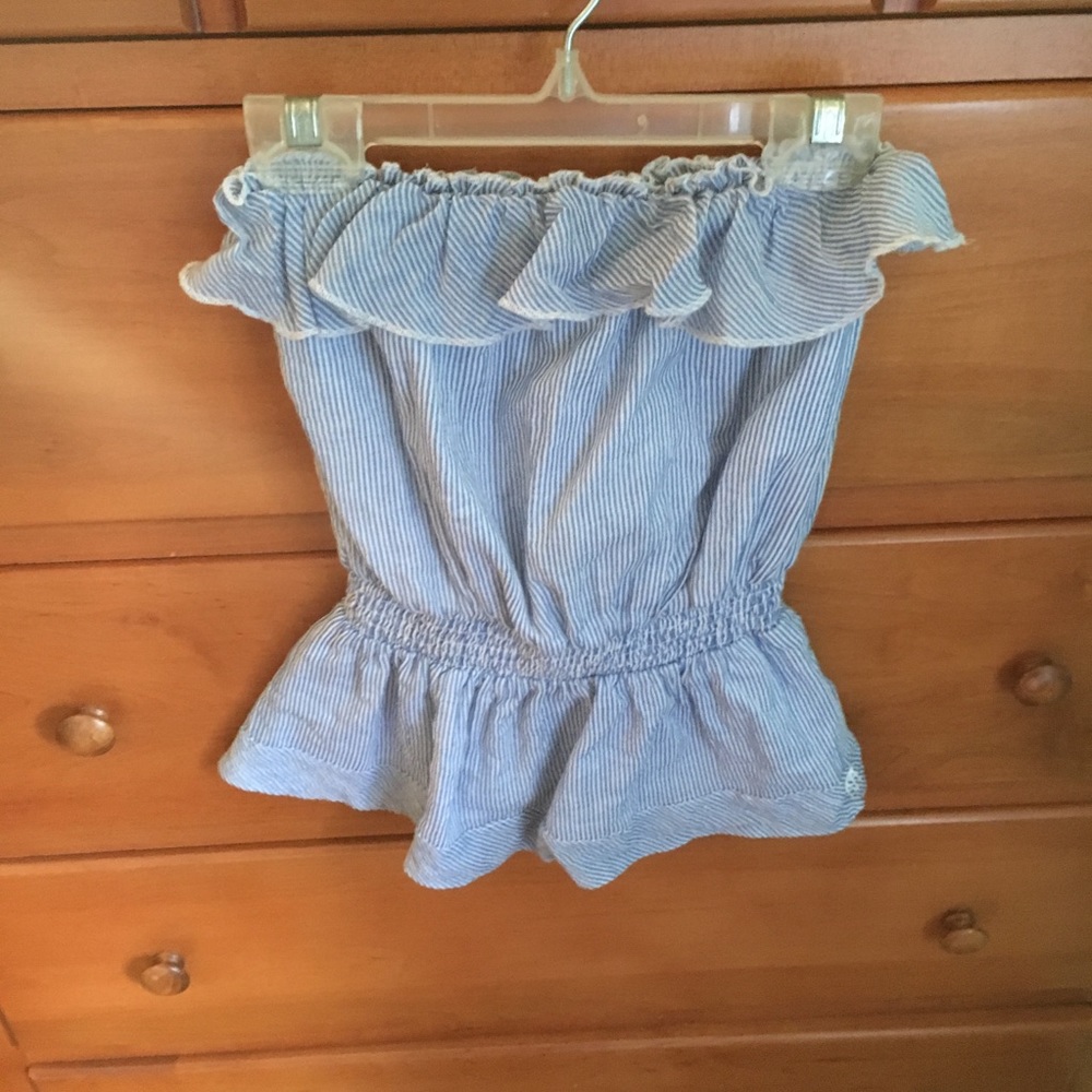 Strapless tube top blue and white stripped