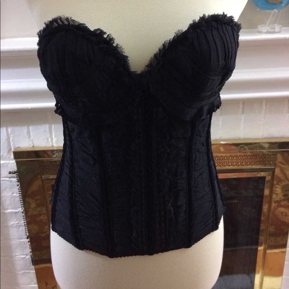 SOLD Ellie Tahari Sandrine Bustier silk black Sz M - Picture 1 of 7