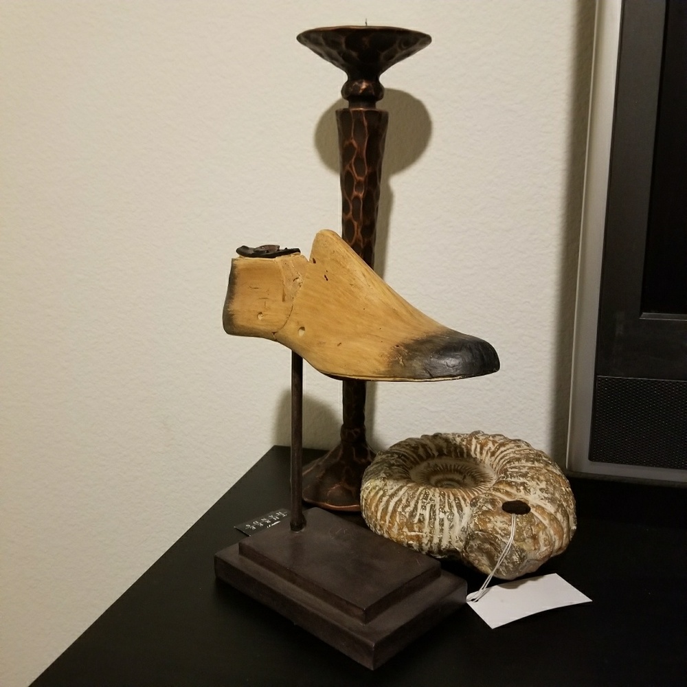 Distressed Brass Brushed Black Candle Holder NWT