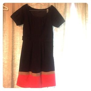 Navy, Silver and Orange pleated Cocktail dress