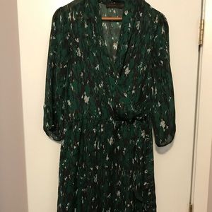 The Limited green/black chiffon dress