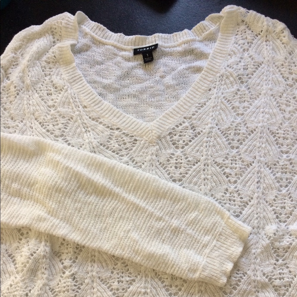 Classy White Open Knit Sweater