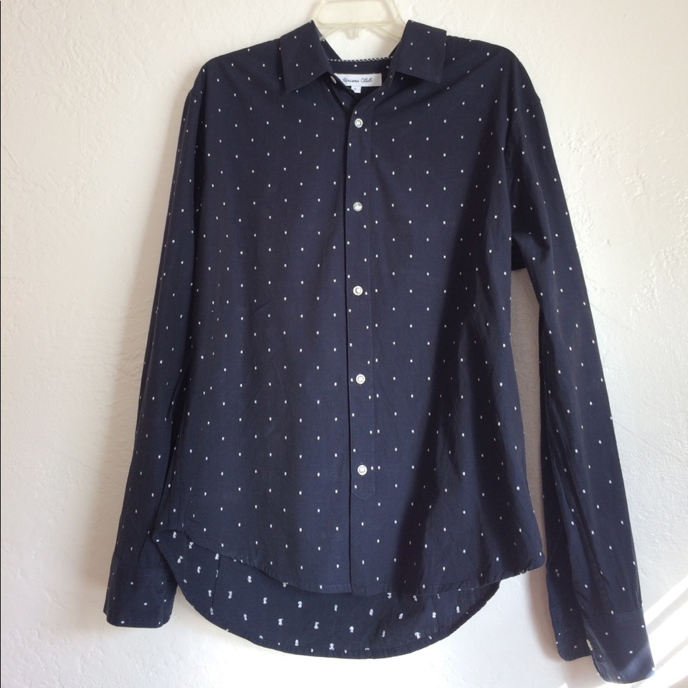 Riviera club navy button down with textured dots