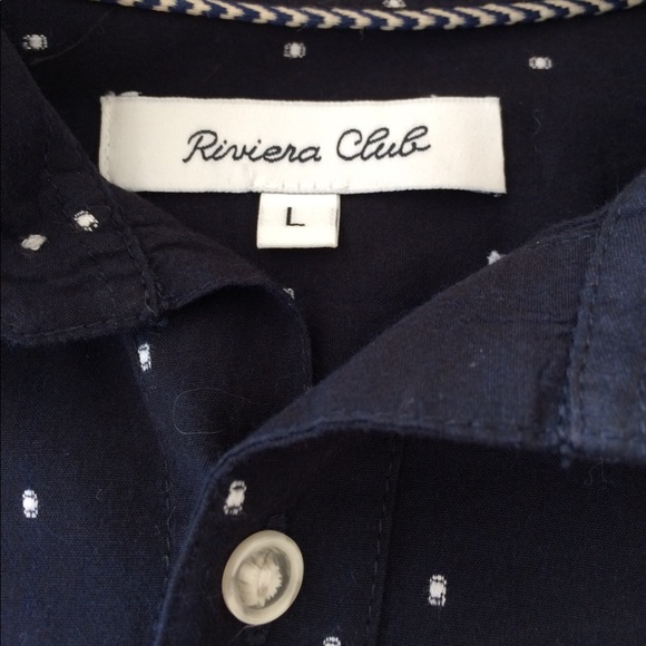 Riviera club navy button down with textured dots - Picture 2 of 5