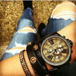 Black/Gold/Silver Michael Kors Watch.