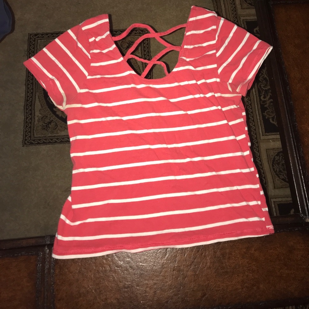 Wet seal red & white crop tee