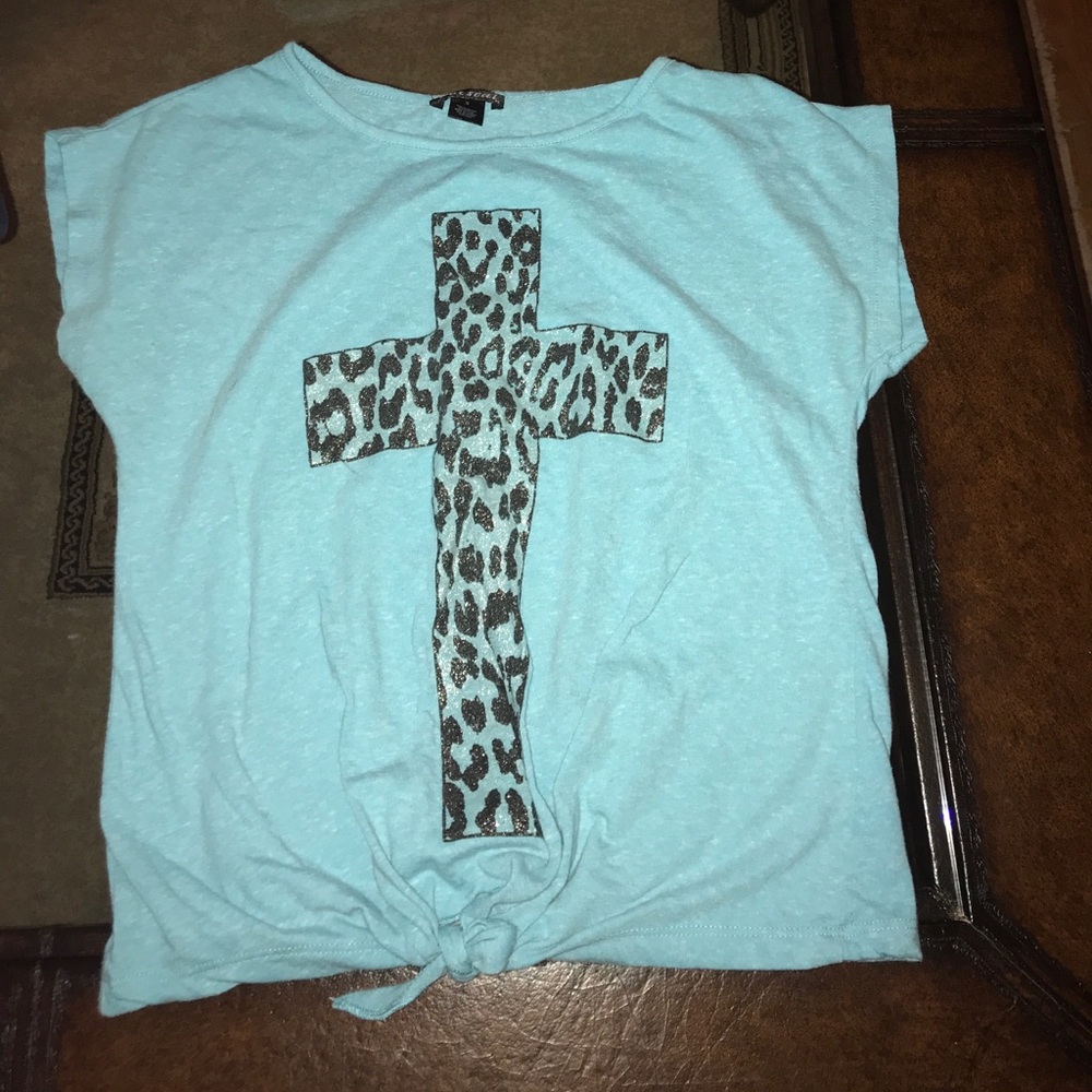 Wet seal blue cheetah cross glitter