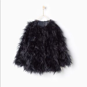 Zara Girl Deep Blue Shaggy Jacket- Revisable