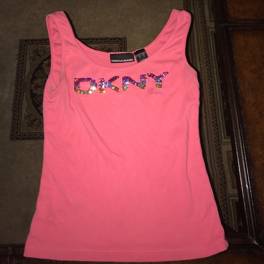 DKNY jeans pink sequence tank top