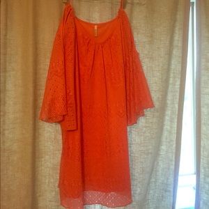 Coral, Off the Shoulder Mini Dress