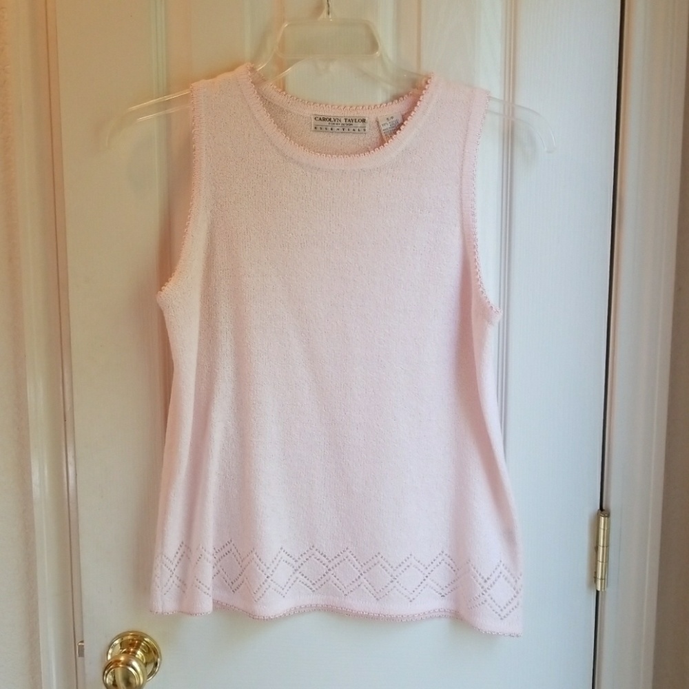 CAROLYN TAYLOR ESSENTIALS BABY PINK PULLOVER SZ S
