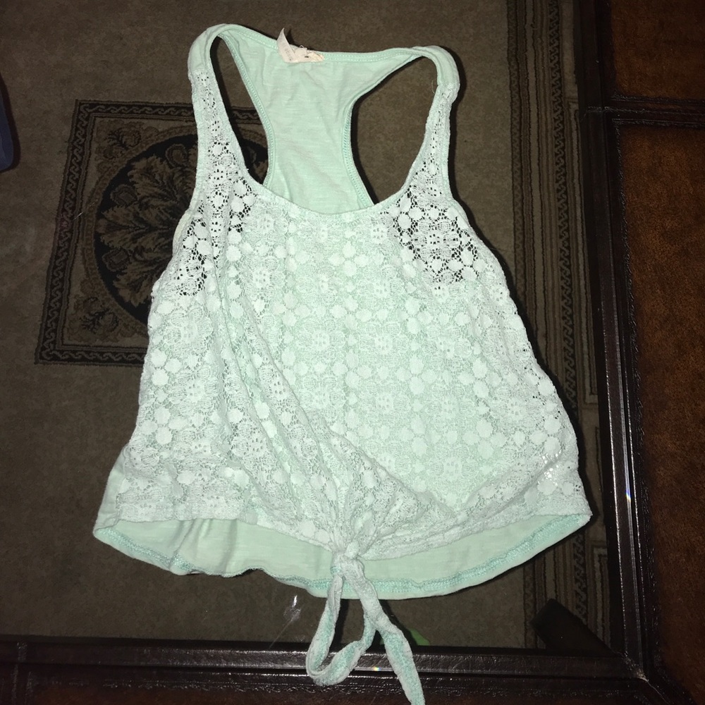 Turquoise lace tank top crop top