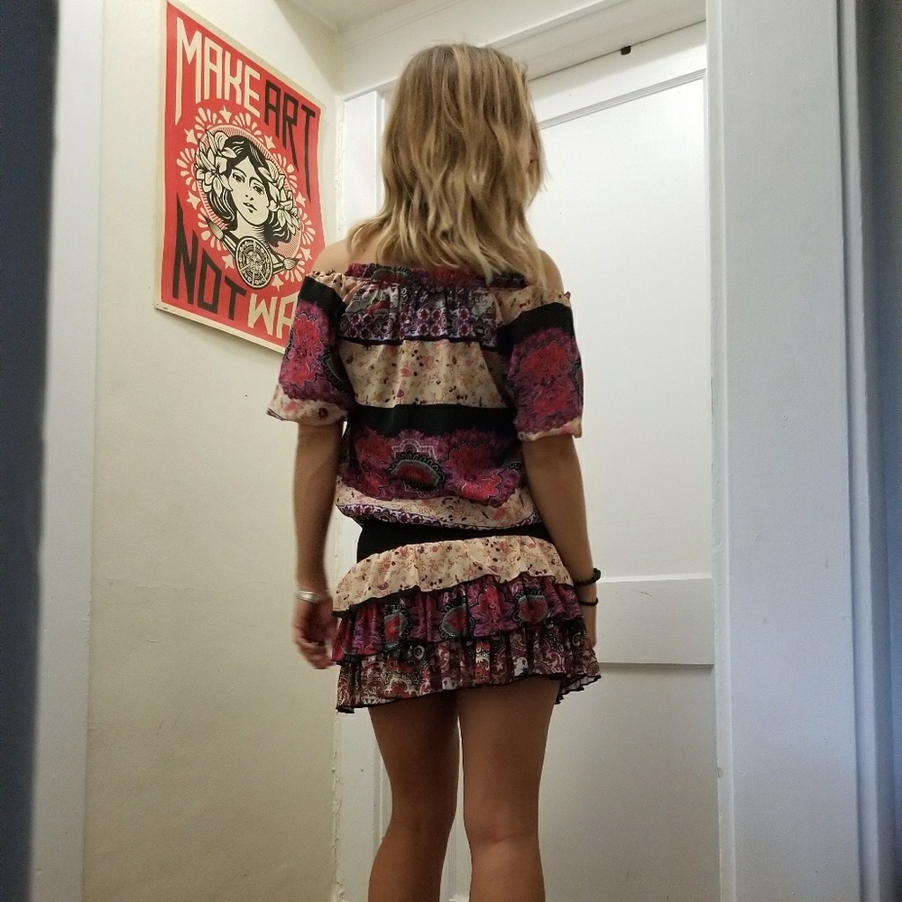 Boho off the shoulder Mini Dress