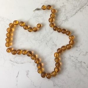 Vintage Amber-Colored Bead Necklace