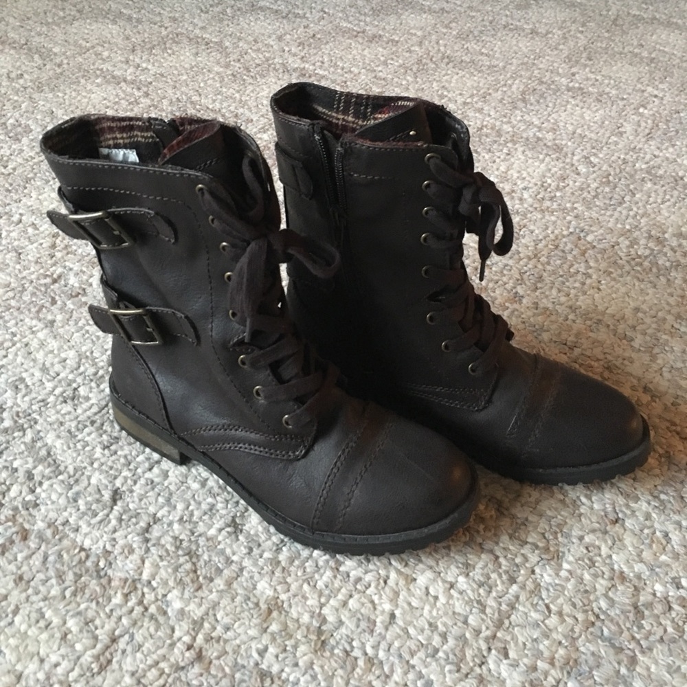 Brown lace up Combat Boots