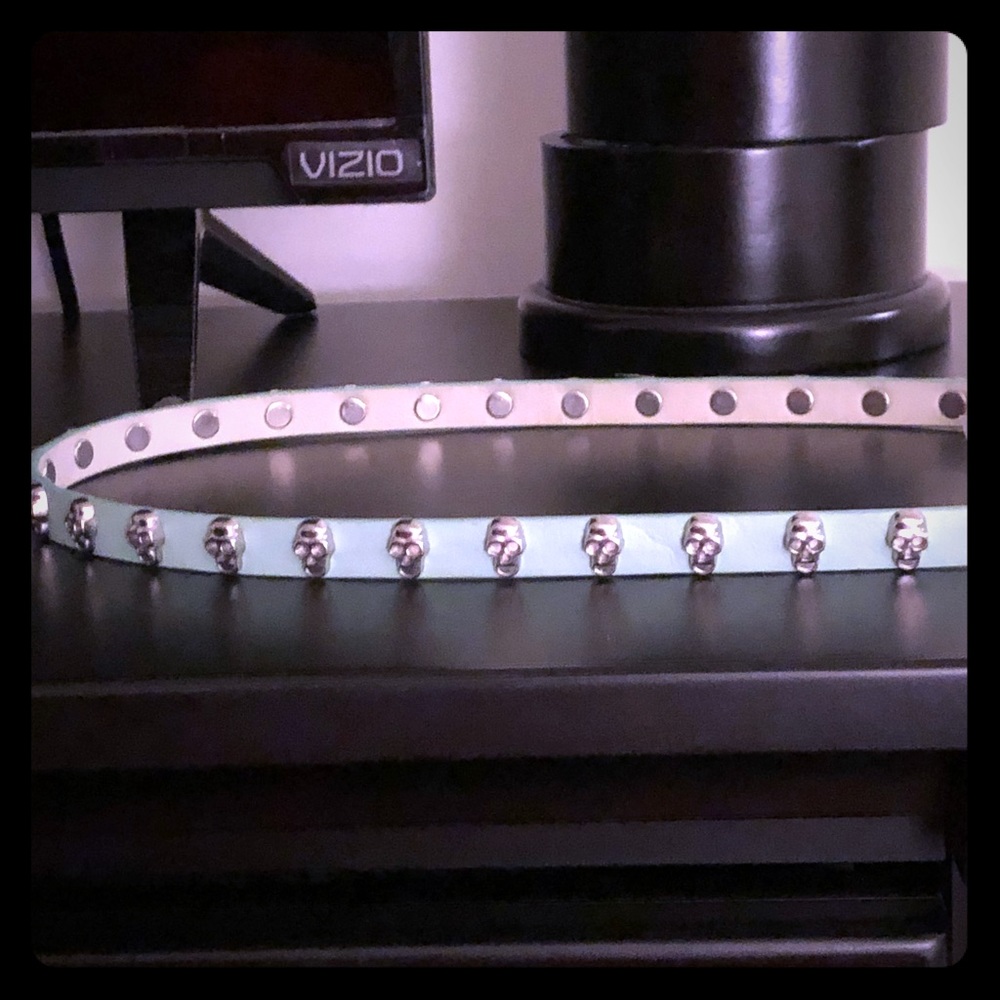 New w/o Tags- Mint green Skinny Belt w Skull Studs