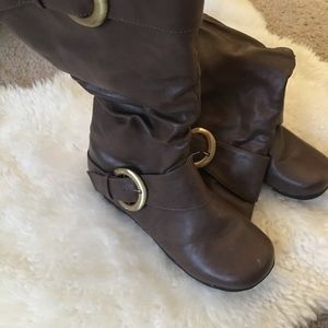 Long brown leather boots