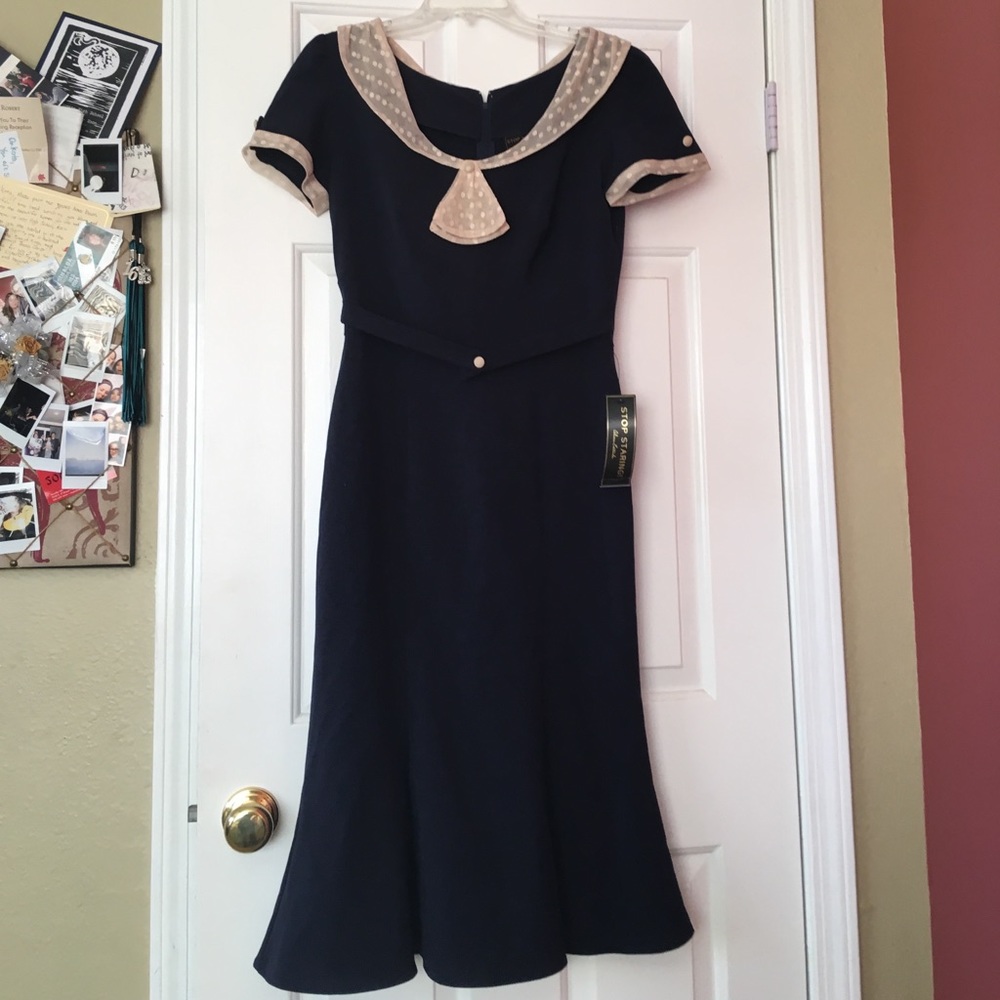 NWT Stop Staring! Vintage Style Navy Dress