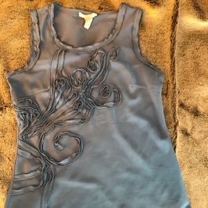 Navy blue tank top with floral detail