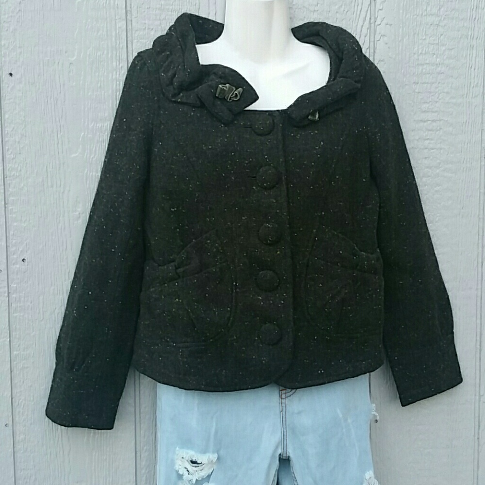 Etam Weekend wide Collar Tweed Blazer Green
