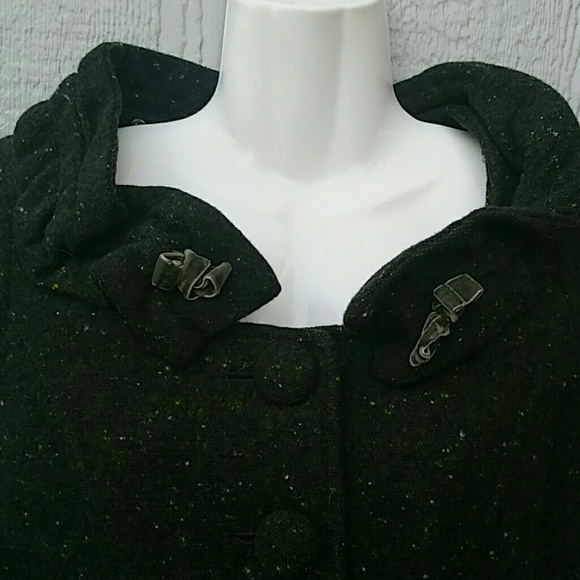 Etam Weekend wide Collar Tweed Blazer Green - Picture 2 of 5