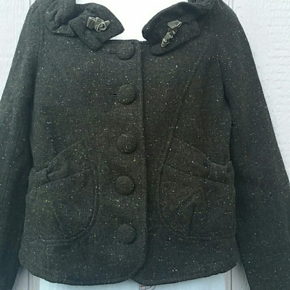 Etam Weekend wide Collar Tweed Blazer Green - Picture 3 of 5