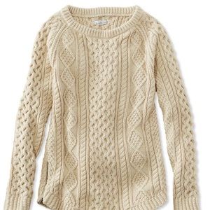Long heavy cable knit LL Bean Signature sweater