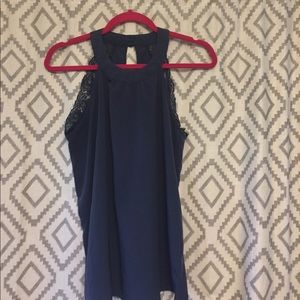 Beautiful navy blue top with lace details